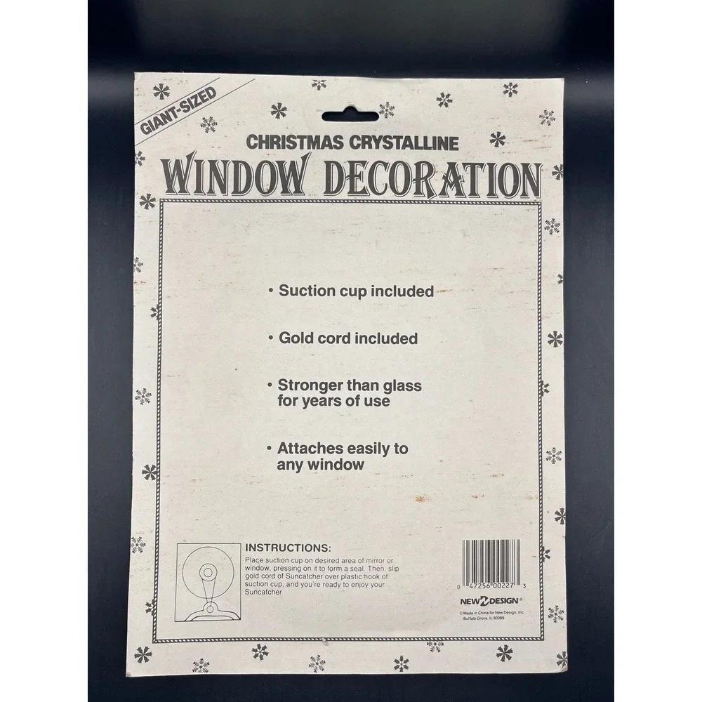 Vtg Giant‎ Sized Christmas Crystalline Snowman Window Decor Reusable NIB 8.5